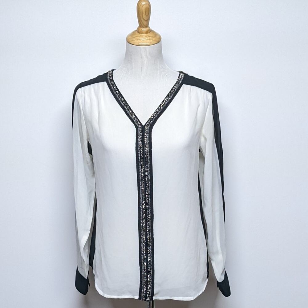 UMM White and Black Sheer Blouse Sz L